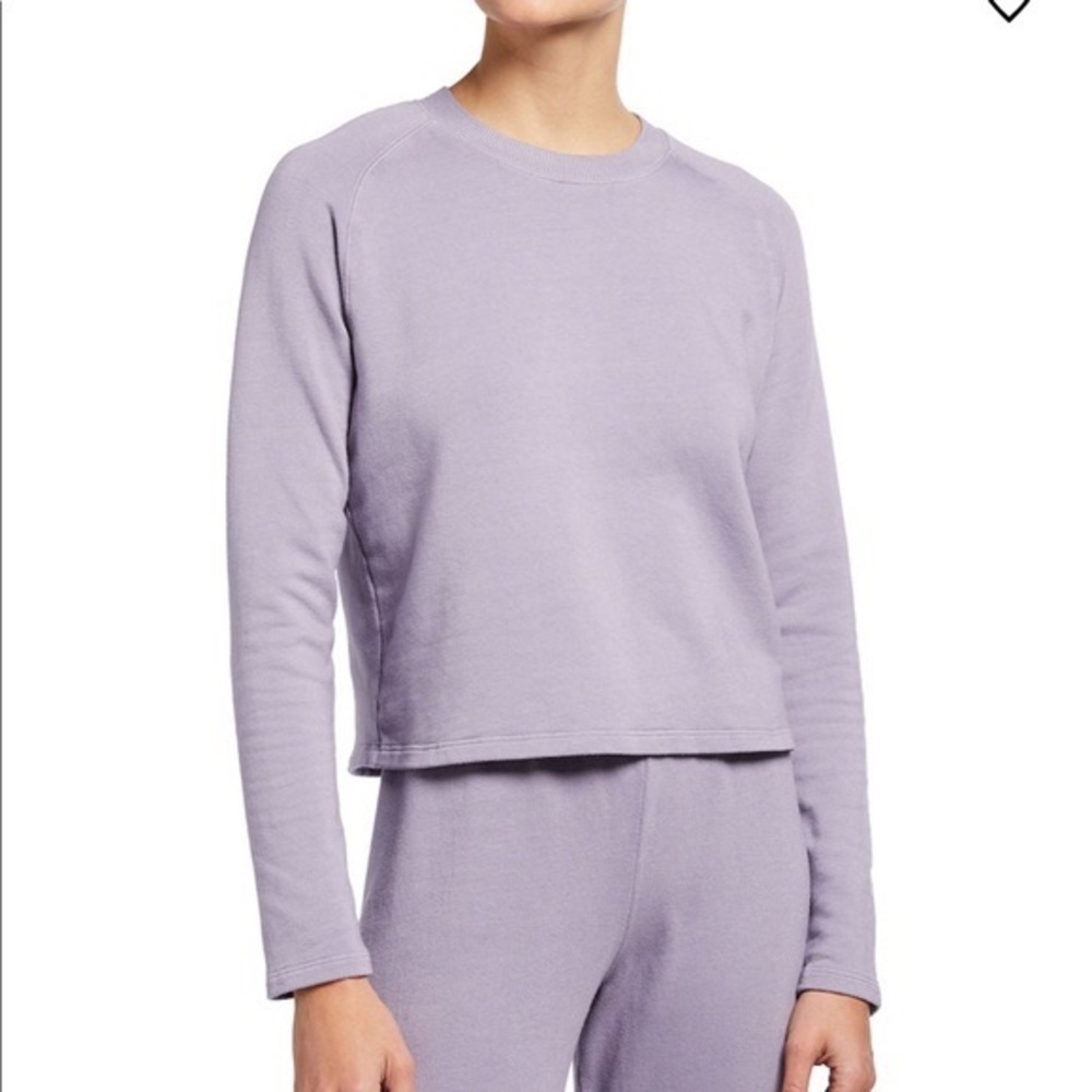 Monrow Slightly Cropped Lounge Crewneck Sweatshirt Misty Lilac